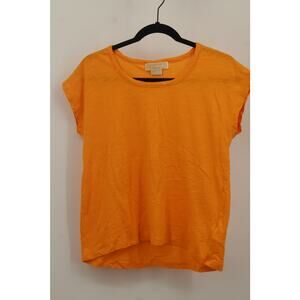 Michael Kors Womens 100% Cotton Crew Neck T-Shirt Top Short Sleeve Size M Orange